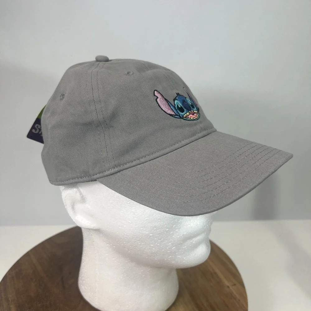 Disney Lilo and Stitch Baseball Hat Ohana Family Grey Adjustable Embroidered NWT